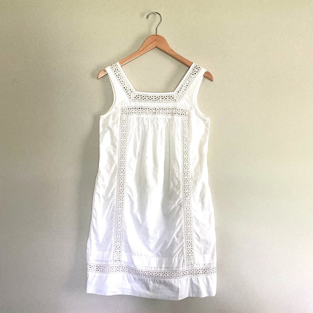 GAP Sundress White Cotton / Linen Blend Fully Lined sz 4